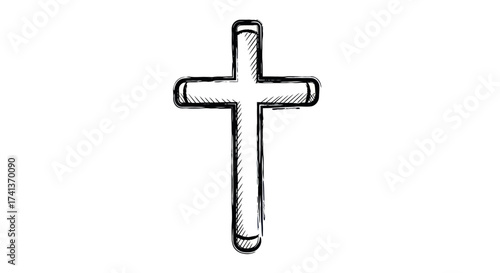 Hand-drawn sketch of a simple Christian cross symbol.
