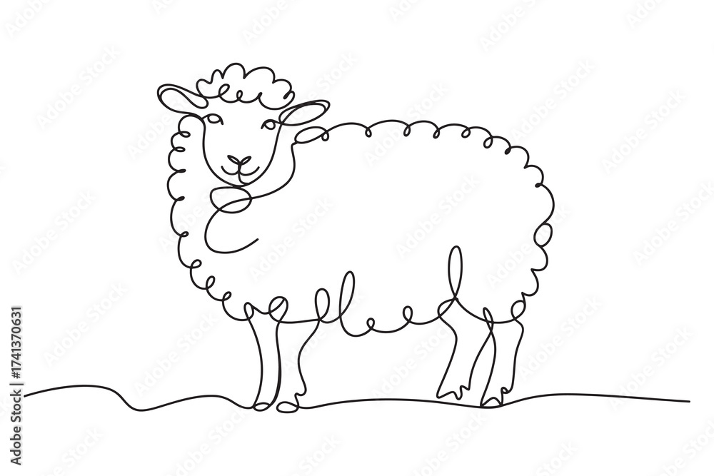 Obraz premium a simple black line drawing of a sheep standing 