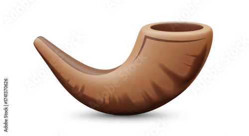 Traditional Brown Shofar Horn Jewish Ritual Instrument for High Holy Days.