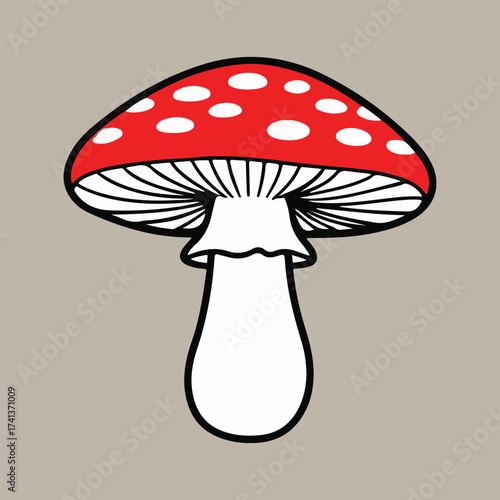 UK Fungus Day vector illustration of woodland mushrooms, fly agaric, chanterelle, and toadstools in flat solid color, cartoon and botanical style artwork