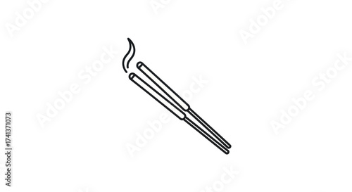 Simple Black and White Incense Sticks Burning with Smoke.