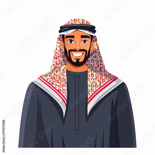 Arab man in traditional clothing with transparent background