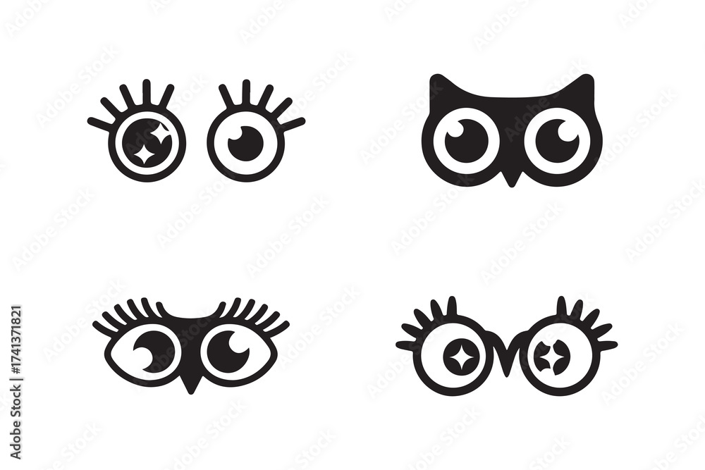 Fototapeta premium Eye icon set, eye icon thin line for web and mobile, cartoon eye icon, eye modern symbol, vector illustration EPS 10.