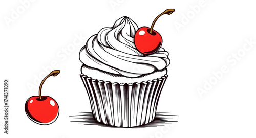 Cupcake emblem, Confectionery silhouette, Cupcake label, Cupcake pattern, Cupcake logo, Cupcake contour, Pastry icon, Cake shop logo, Bakery design, Cupcake print, Cupcake isolated, Cupcake black shap