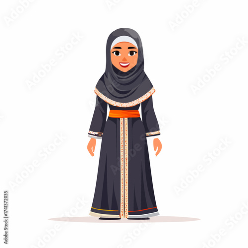 Woman in hijab traditional clothing with transparent background