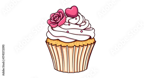 hand drawn cupcake, cupcake food art, confectionery icon, tasty cupcake, decorated cupcake, cupcake sticker, cupcake label design, delicious cupcake, dessert illustration, sweet pastry, cupcake drawin