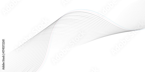 Abstract line wave background. Technology abstract lines on white background. Undulate Grey Wave Swirl, frequency sound wave, twisted curve lines with blend effect.