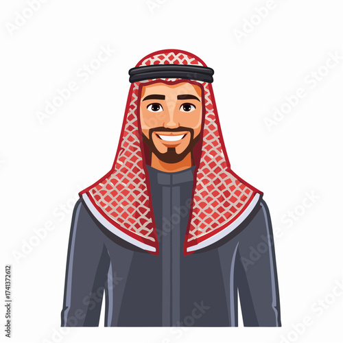 Arab man in traditional clothing with transparent background