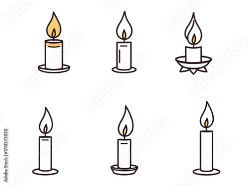 burning candles, candlelight, wax candle, decorative candles, vector candles, candle collection, cartoon candle design, candle icon, scented candles, flame cartoon, cozy light, home decor candles, fes