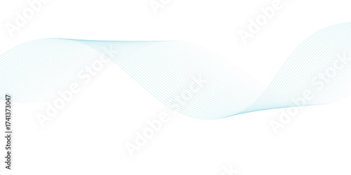 Abstract blue smooth wave on a white background. Dynamic sound wave. Design element. Vector illustration.	