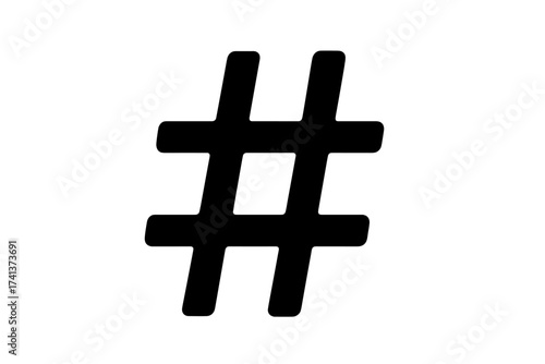 Hashtag icon vector illustration. Black number sign, hash, or pound symbol isolated. Social media tag for post, marketing, web, app. Minimalist graphic design element.
