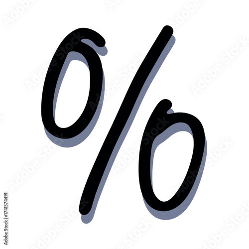 Hand drawn percentage symbol clipart Percent doodle Discount voucher sign Income tax Single element for design