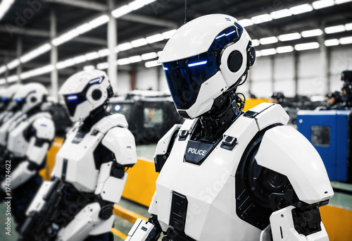 futuristic white police rob...