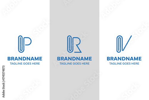 Letter P R V Paperclip Logo, symbolizing connection, organization, and creativity