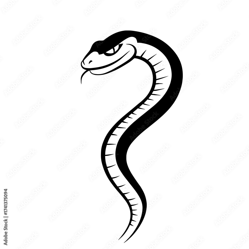 Fototapeta premium Viper. Viper simple black and white line art vector logo