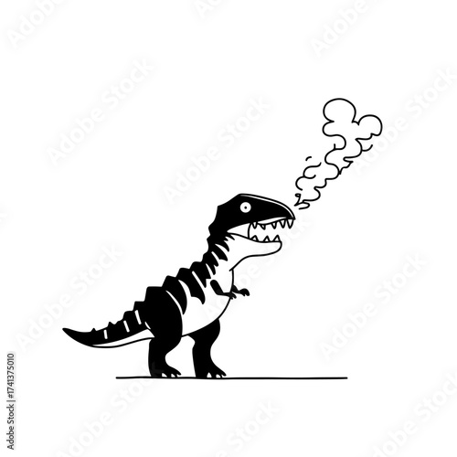 Carnotaurus. Carnotaurus simple black and white line art vector logo