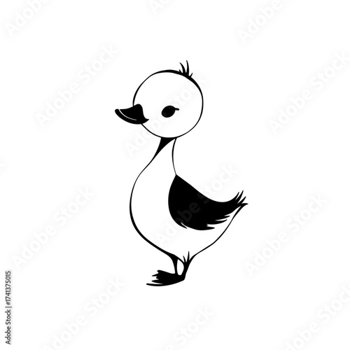 duck. duck simple black and white line art vector logo