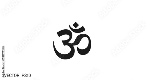 Black Om Symbol with Diamond Accent on White Background.