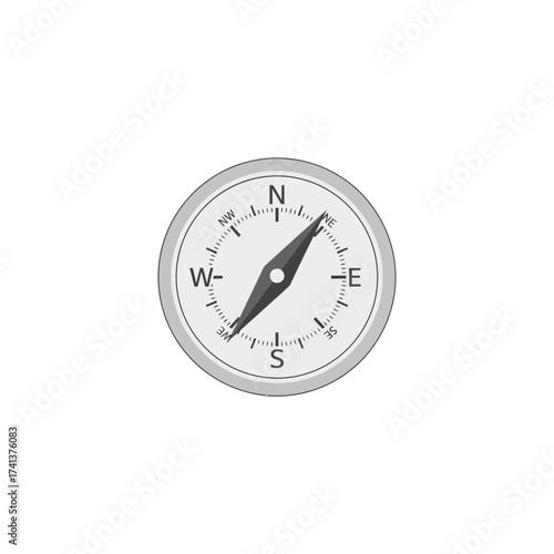Simple Vector Illustration of a Compass Pointing North