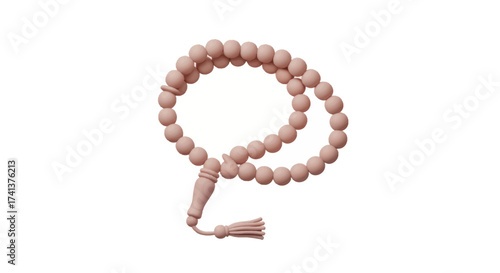 Elegant Light Pink Wooden Prayer Beads with Tassel Rosary for Spiritual Practice.