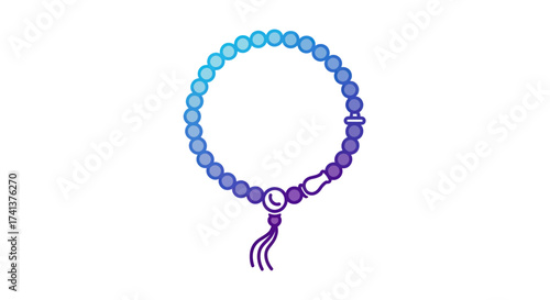 Gradient Blue Purple Prayer Beads Mala Rosary Icon with Tassel.