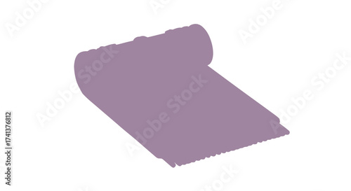 Rolled Purple Yoga Mat Exercise and Fitness Equipment Unfurled for Workout.