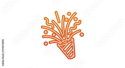 Exploding Party Popper with Confetti and Streamers.