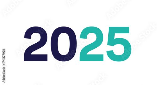 Colorful 2025 year text logo with a modern sans-serif font in blue and teal colors.