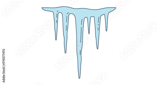 Cartoon Icicles Hanging Down Light Blue Color Winter Season.