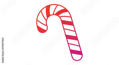 Striped Red and White Candy Cane Illustration.
