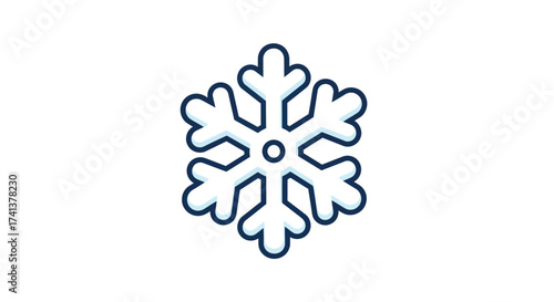Simple Vector Illustration of a Six-Pointed Snowflake.