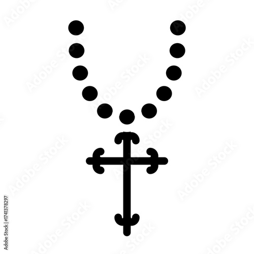 Rosary Cross Vector Glyph Icon Design
