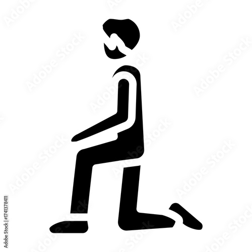 Kneeling Person Vector Glyph Icon Design