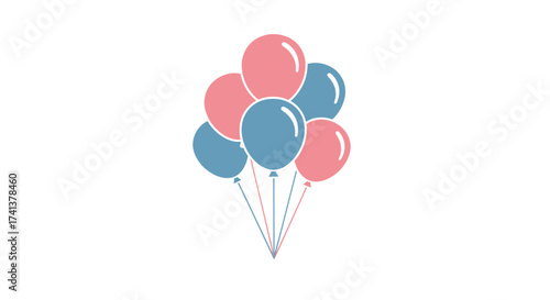 A Bunch of Pink and Blue Balloons Tied Together.