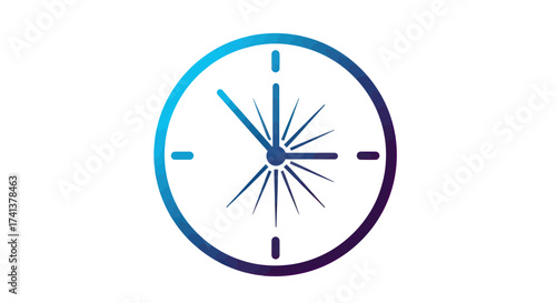 Modern Gradient Clock Face with Starburst Effect.