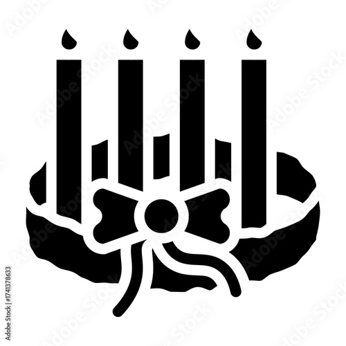 Advent Wreath Vector Glyph Icon Design