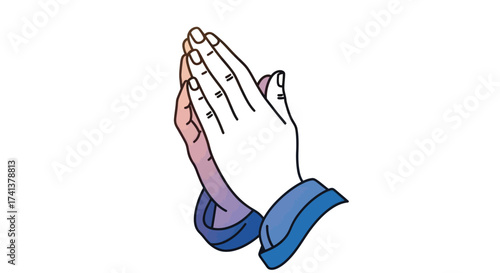 Two hands clasped together in a gesture of prayer or supplication.