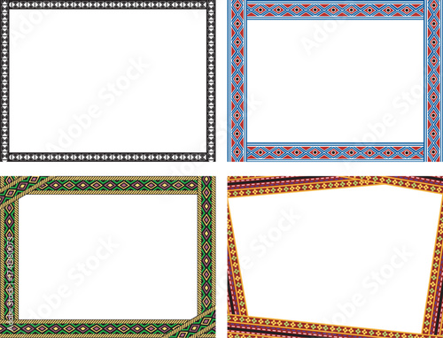 Vector drawing borders: decorative style, aboriginal style, ribbon style, continuous pattern. colorful frame, border