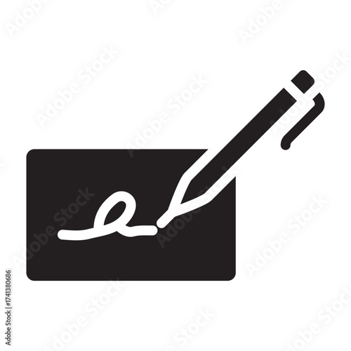 Digital Signature Vector Glyph Icon Design