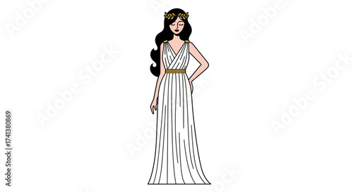 Elegant Woman in Grecian Dress with Laurel Wreath