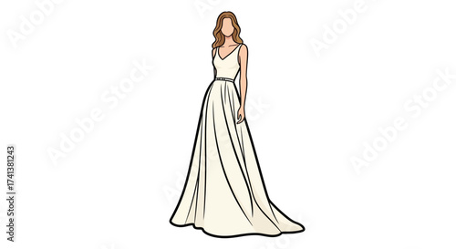 Elegant Beige Wedding Dress Design