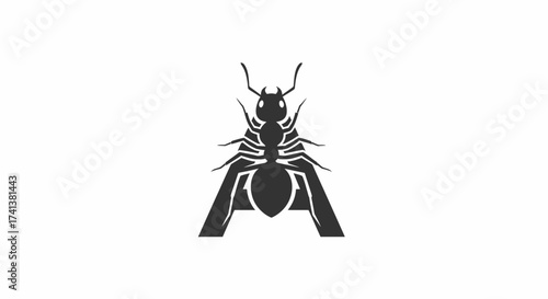 Ant Silhouette Design in Letter A Shape