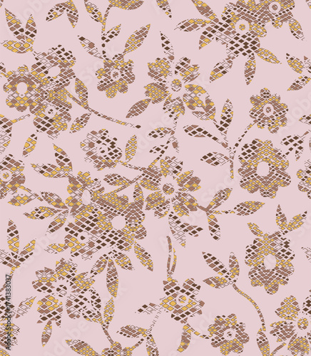 Classic Popular Flower Seamless pattern background - For easy making seamless pattern use it for filling any contours