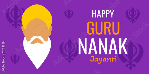Guru Nanak Jayanti banner. Vector template.