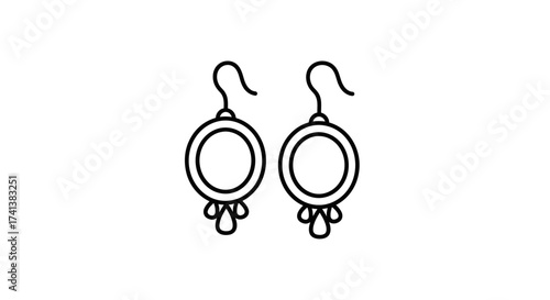 Simple Black Line Art Earrings with Dangles