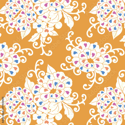 Classic Popular Flower Seamless pattern background - For easy making seamless pattern use it for filling any contours