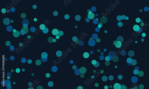 Abstract background with blue and green circles on a dark backdrop