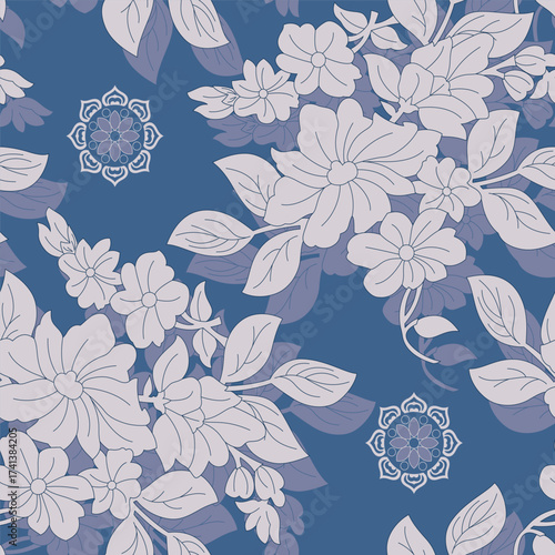 Classic Popular Flower Seamless pattern background - For easy making seamless pattern use it for filling any contours