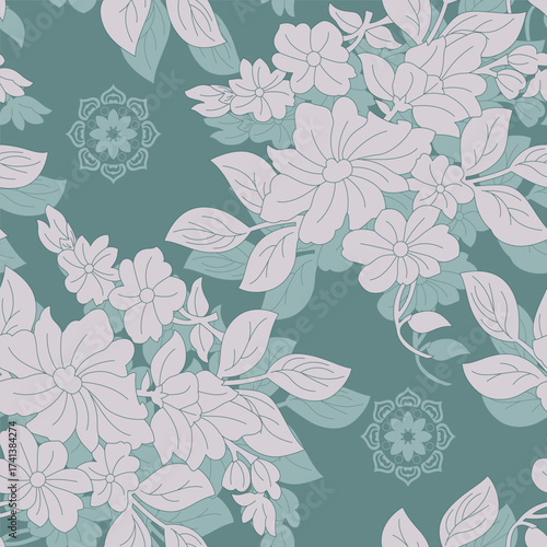 Classic Popular Flower Seamless pattern background - For easy making seamless pattern use it for filling any contours