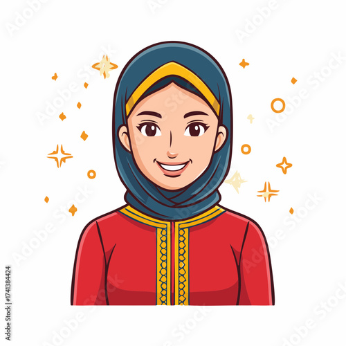 Smiling Muslim woman in hijab with transparent background